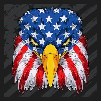 Bald Eagle head with USA flag pattern for American independence day, Veterans day, 4th of July and memorial day vector