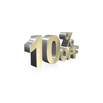 10 Percent Off Sale. 3D Metallic Text Illustration png