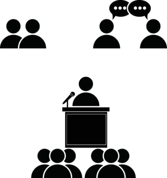 Business, Group Chat People Icon Set. Public Lecture, Teaching, Conference, Meeting Icon vector