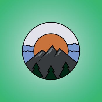 Mountain  Circular Logo Badge  design vector emblem illustration design template for vacation