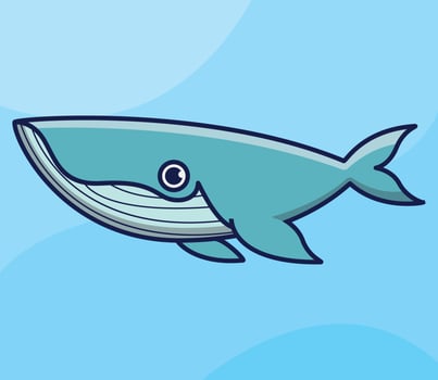 Cute whale cartoon vector icon illustration. animal nature icon concept isolated premium vector.