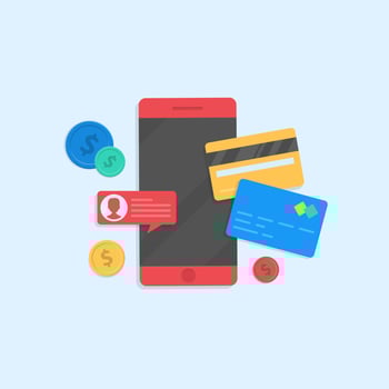 payment for purchases from a mobile phone. Online store, online shopping and payment. Smartphone currency. vector