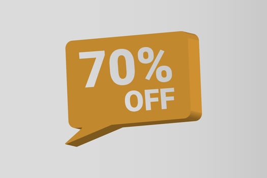 70 percent off sale 3d text box vector design element