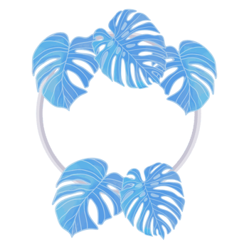 Watercolor Leaf and Flower Frame, Blue leaves clipart png