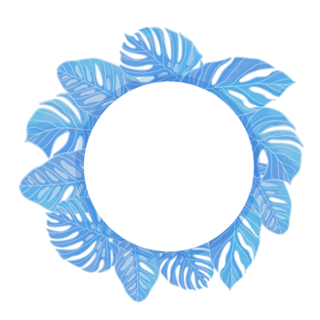 Watercolor Leaf and Flower Frame, Blue leaves clipart png