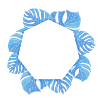 Watercolor Leaf and Flower Frame, Blue leaves clipart png