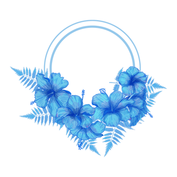 Watercolor Leaf and Flower Frame, Blue leaves clipart png