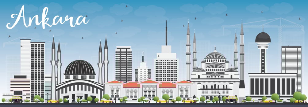 Ankara Skyline with Gray Buildings and Blue Sky. vector