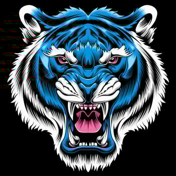 angry tiger face vector illustration isolated on dark background