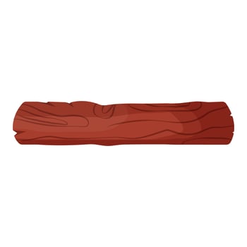 Wood log isolated on white background. Textured detailed clipart, boulder. Flat vector illustration.