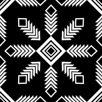 black white geometric floral pattern vector