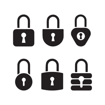 Padlock silhouette collection vector