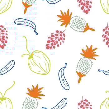 Seamless summer fruits pattern vector illustration