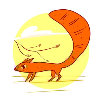 Vector illustration of a squirrel with a bright mood