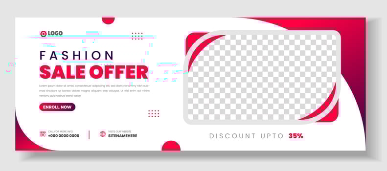 fashion sale social media cover banner design template. fashion sale social media cover photo design with red color. fashion sale web banner. vector