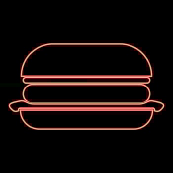 Neon burger red color vector illustration image flat style