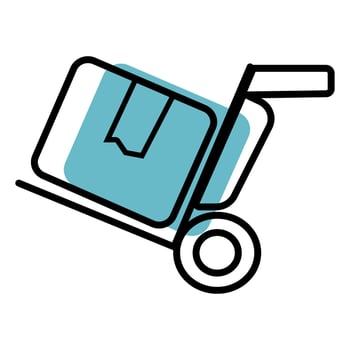Box with trolley icon. vector