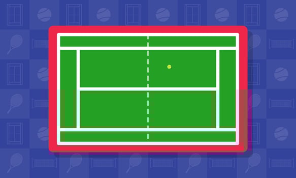 Vector illustration of cartoon Tennis field background. Suitable for kids content, sport, games, etc.