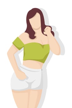 Happy woman in modern flat style, simple people and fashion concept on white background. vector