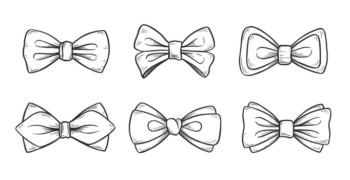 Tie bow doodle sketch. Hand drawn vector