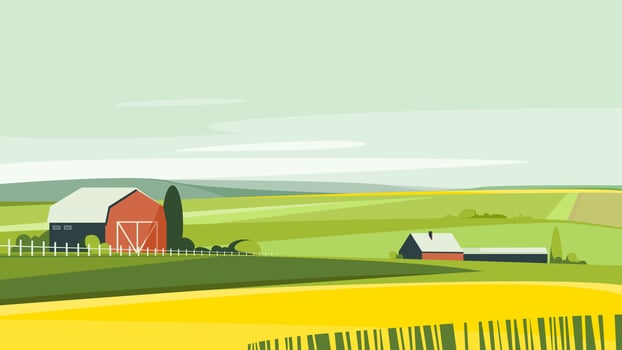 Farm in summer season. vector