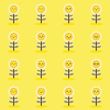 sun flower set flat style vector illustration. Collection of difference emoticon icon of sunflower on the white background vector illustration. editable orange icons for web and mobile.