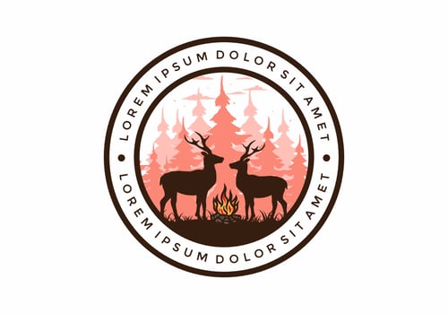 Couple deer and bonfire illustration vector