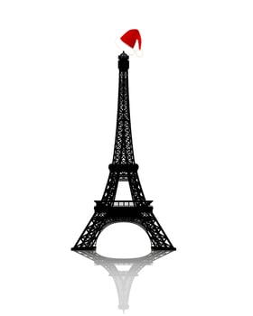 Eiffel Tower with Red Winter Hat vector