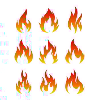 set of fire flames vector illustration. good for fire, angry or danger signs. simple gradation color style