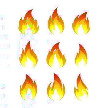 set of fire flames vector illustration. good for fire, angry or danger signs. simple gradation color style