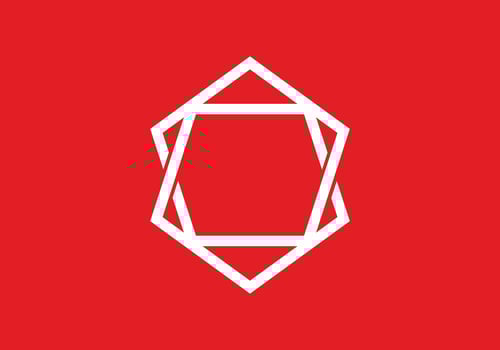 Red white unique hexagon shape vector