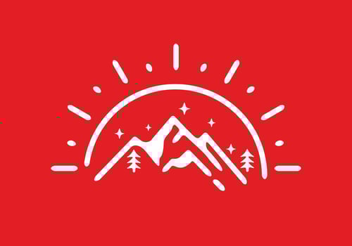 Red white mountain and sun illustration vector