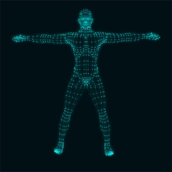 Abstract vector illustration of human body on black background.