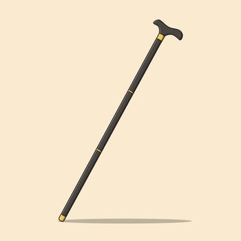 Gentleman Cane Vector Icon Illustration. Accessories Vector. Flat Cartoon Style Suitable for Web Landing Page, Banner, Flyer, Sticker, Wallpaper, Background