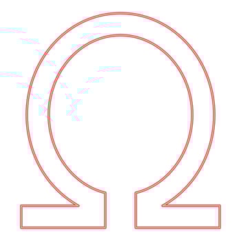 Neon symbol omega red color vector illustration image flat style