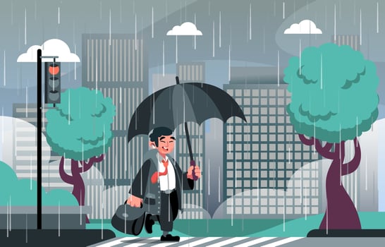 Back to Work with Rain vector