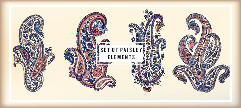 Set of elements paisley designs, perfect for fabrics and decoration vector