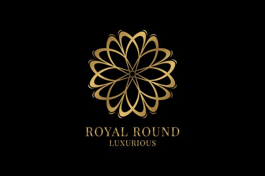 abstract flower royal round golden luxury logo for salon, spa, beauty care, bridal, or hotel vector