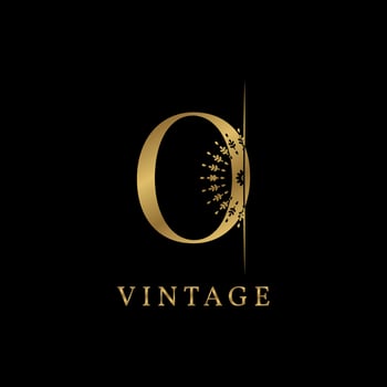 letter O decorative golden vintage vector
