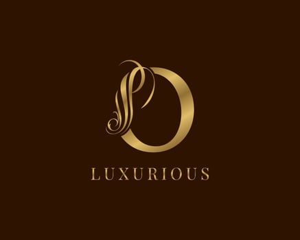 letter O vintage swirl royal alphabetic logo vector