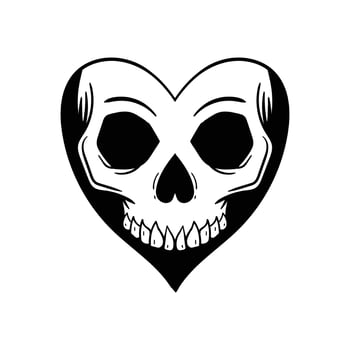 hand drawn skull love heart vintage doodle illustration for tattoo stickers poster etc vector