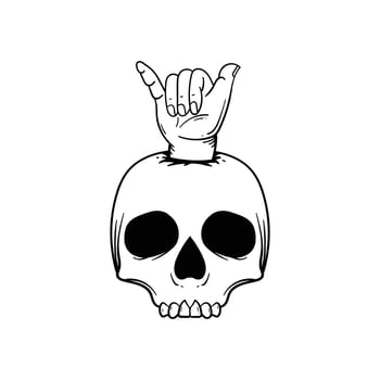 hand drawn skull hand doodle illustration for tattoo stickers poster etc vector