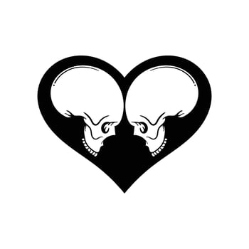 hand drawn skull love heart vintage doodle illustration for tattoo stickers poster etc vector