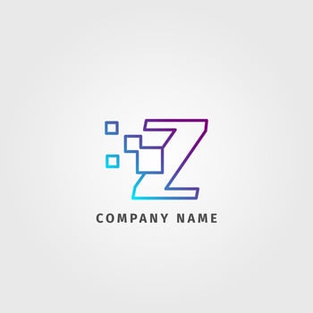 trendy logotype letter Z pixel decoration for digital services company vector