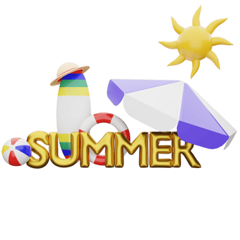 3d rendering summer concept isolated png