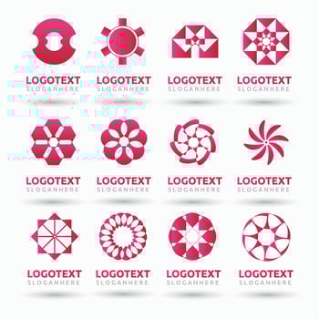 Logo samples, circle, geometric, Logo star, Logo sun, elements, Hexagons, Triangles, Squares, and Circles.Trendy hipster icon, Vector illustration