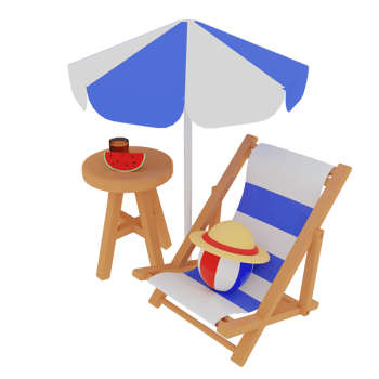 3d rendering summer concept isolated png