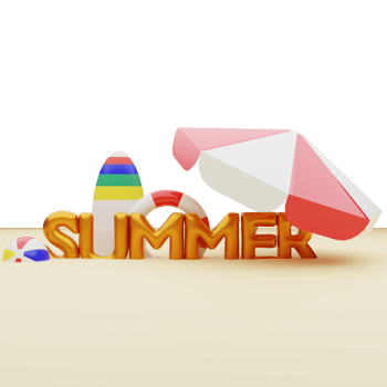 3d rendering summer concept isolated png