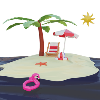 3d rendering summer concept isolated png