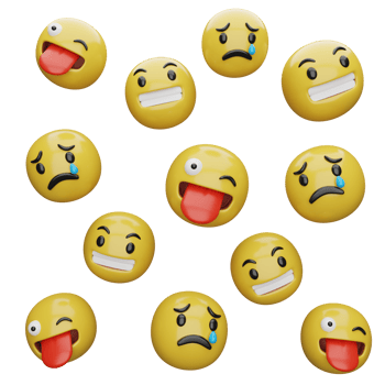 3d illustration Yellow faces.expressions and emotions png